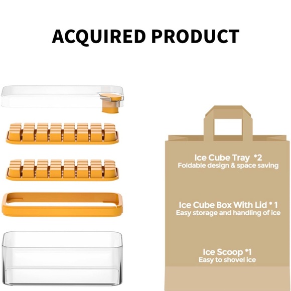 Ice Cube Tray with Lid and Bin,64 pcs Ice Cubes Molds for Freezer,Easy Release - Picture 4 of 5